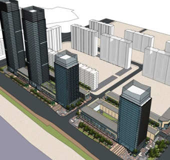 现代商业区规划su模型