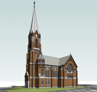 欧式古典教堂外观su模型
