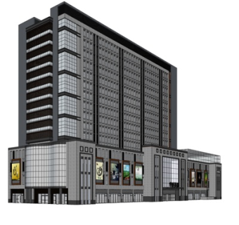 新中式办公楼su模型