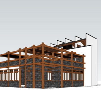 新中式办公楼su模型