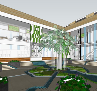 现代酒店外观su模型