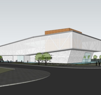 现代展览馆外观su模型