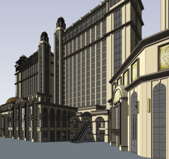 欧式商业街su模型