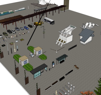 现代停车场规划su模型