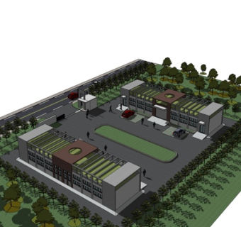 现代酒店外观su模型