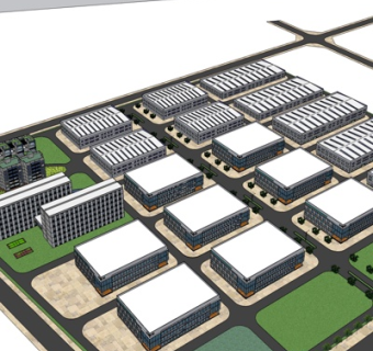 现代工业区规划su模型