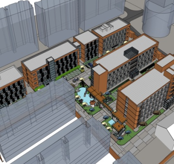 现代高层小区规划su模型