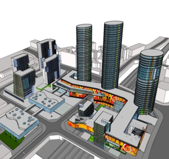 现代高层办公楼规划su模型
