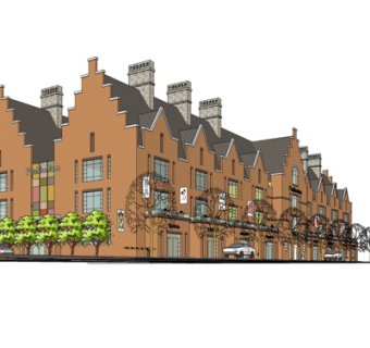 欧式连排别墅su模型