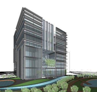 现代办公楼外观su模型