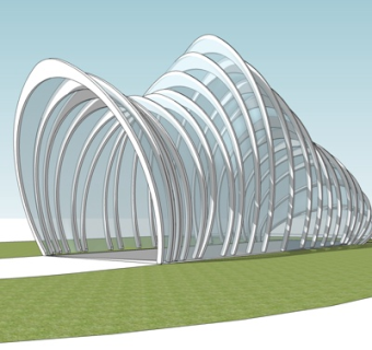 现代廊架凉亭su模型