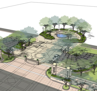 新中式园林景观su模型