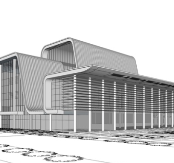 现代办公楼外观su模型