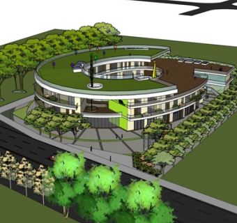 现代办公楼外观su模型