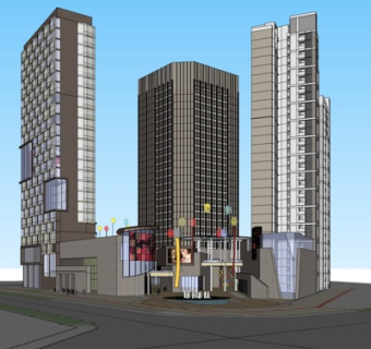 现代高层小区su模型