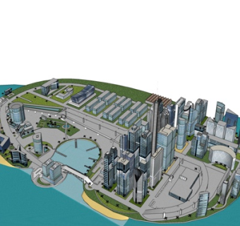 现代高层小区规划su模型