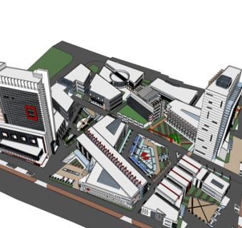 现代工业区规划su模型