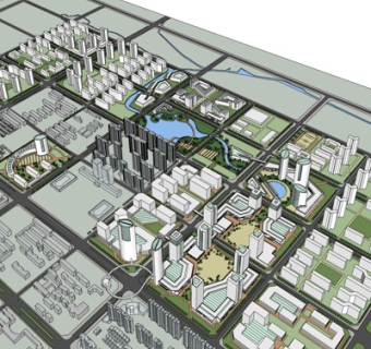 现代工业区规划su模型
