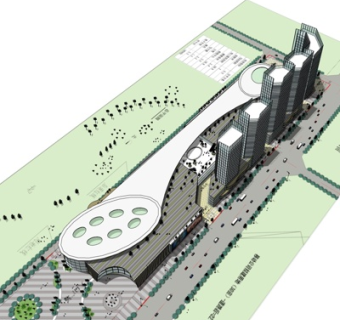 现代高层小区规划su模型