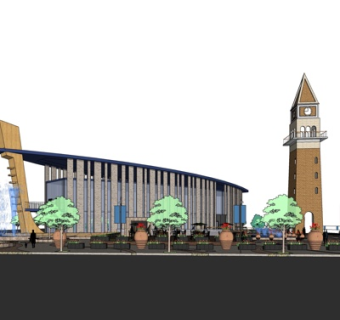 现代购物广场su模型