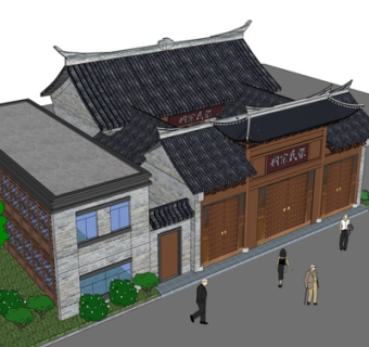 中式古建祠堂su模型