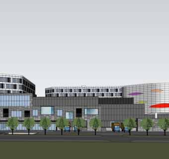 现代购物商场外观su模型