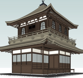 日式古建阁楼su模型