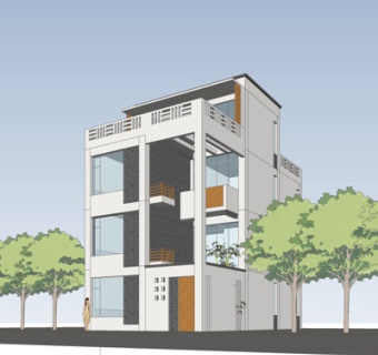 现代多层民房su模型