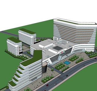 现代办公楼规划su模型