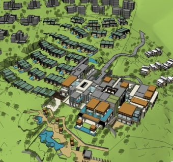 现代工业区规划su模型