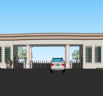 现代办公入口su模型