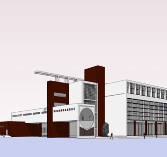 现代办公楼外观su模型