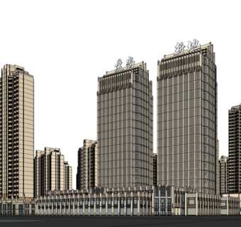 现代高层小区su模型