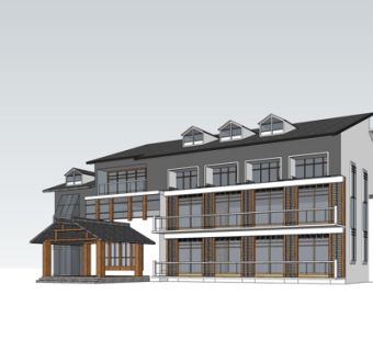 现代多层民房su模型