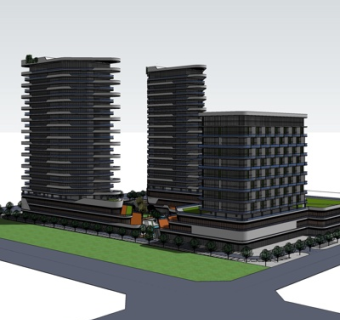 现代高层办公楼su模型