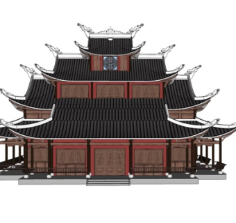 中式楼阁su模型