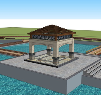 新中式凉亭su模型