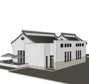 新中式别墅su模型