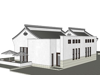 新中式别墅su模型