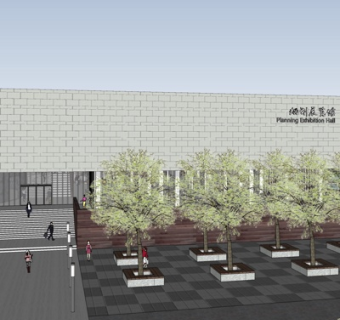 现代展览馆su模型