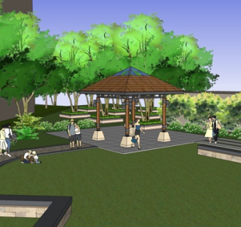 现代凉亭su模型