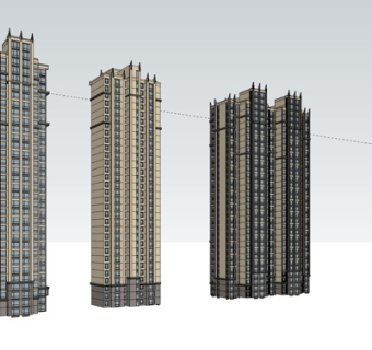 新古典高层公寓楼su模型