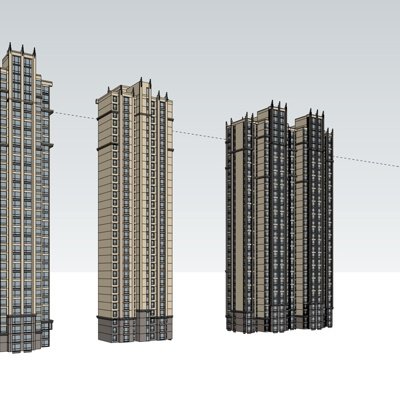 新古典高层公寓楼su模型