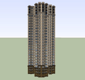 新古典高层公寓楼su模型