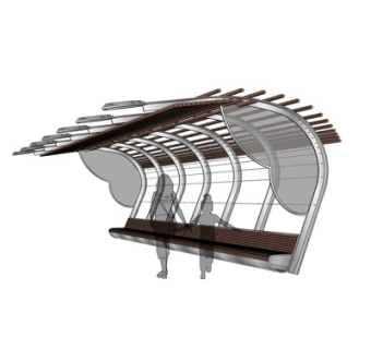 现代雨棚su模型