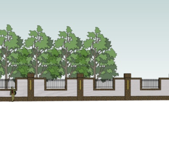 现代围墙护栏su模型