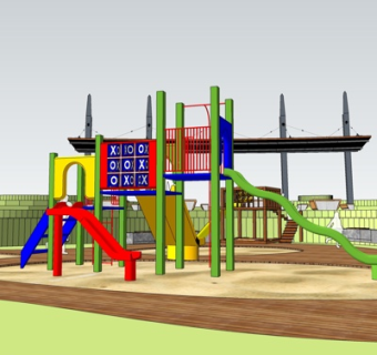 现代儿童游乐设备su模型