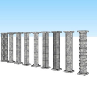 现代柱子su模型