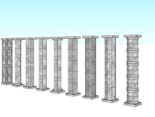 现代柱子su模型