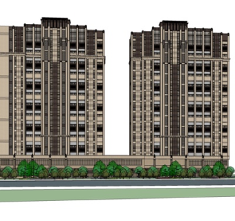 新古典公寓楼su模型